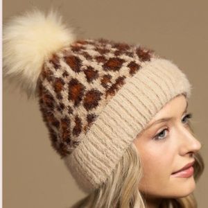 Adorable Leopard Beanie - Oatmeal